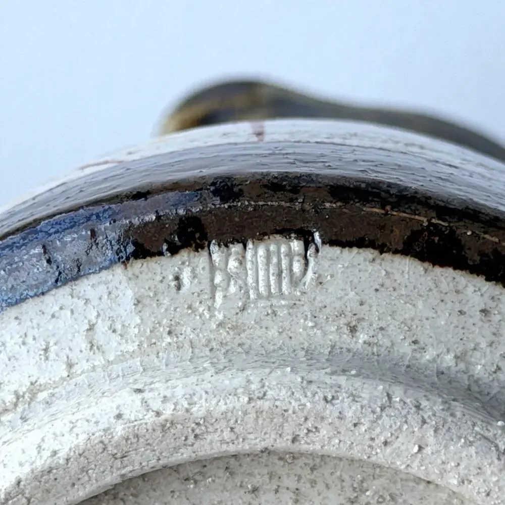Japanese Pottery Sake Bottle Jug - Stamped/Signed Mashiko Style 5 1/2